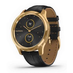 Garmin vívomove Luxe 24K Gold IP Stainless Steel Case with Black Embossed Italian Leather Band