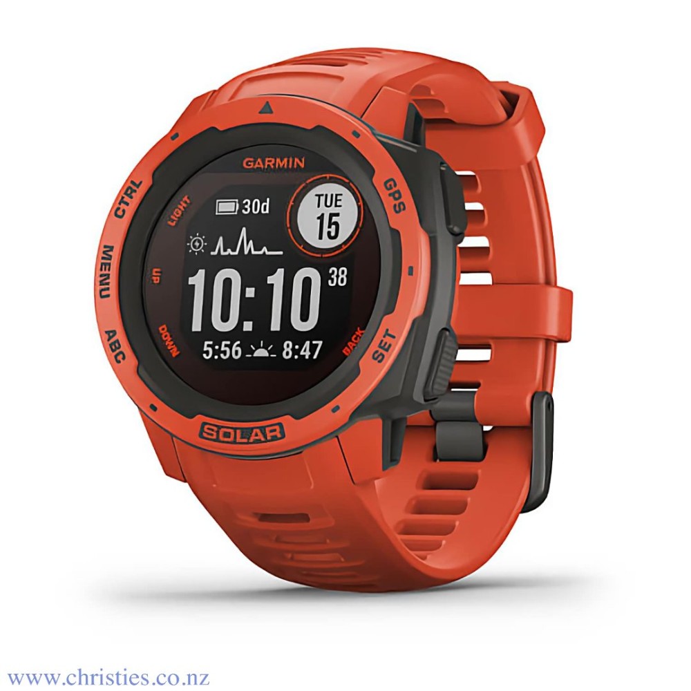 010-02293-21 Garmin Instinct Flame Red Solar Outdoor Adventure Watch Instinct 010-02293-21 010-02293-21 Garmin Instinct Flame Red Solar Outdoor Adventure Watch. Instinct is a GPS smartwatch built to break convention, conquer the elements and endure longer. It’s now taking battery life to a new level by harnessing the power of the sun. Experienc