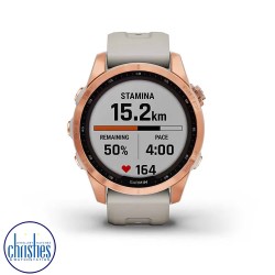 Garmin fenix 7S Watch Solar Edition Rose Gold with Light Sand Band