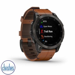 Garmin epix Gen 2 Sapphire - Black Titanium Chestnut Leather Premium Active Smartwatch