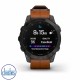 Garmin epix Gen 2 Sapphire - Black Titanium Chestnut Leather Premium Active Smartwatch 