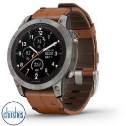 fēnix® 7 Pro – Sapphire Solar Edition Titanium with Chestnut Leather Band