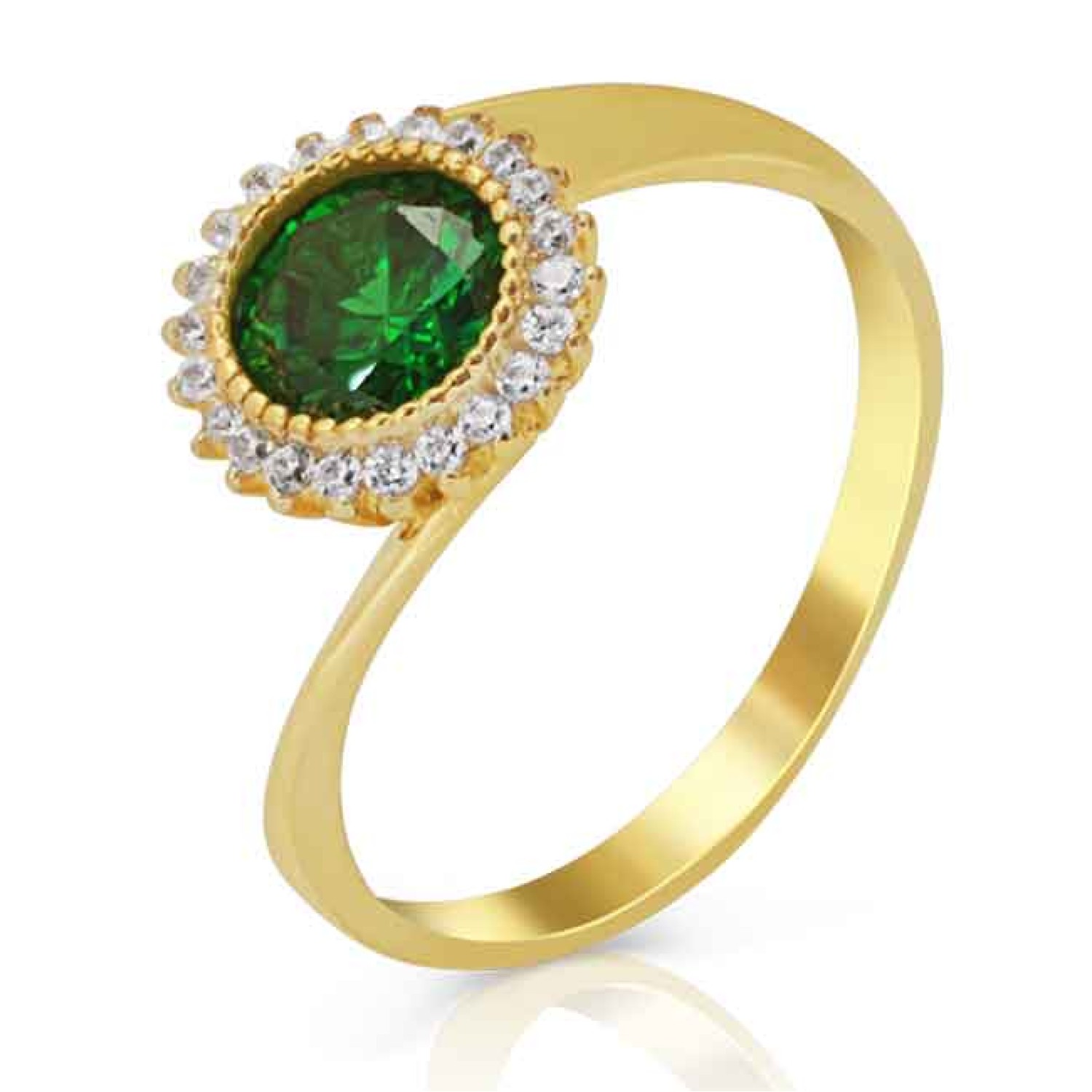 9ct Yellow Gold and Cubic Zirconia Ring MS41332E. 9ct Yellow Gold and Cubic Zirconia Solitaire 9ct Gold Set with Emerald coloured Cubic Zirconia Christies exclusive 5 year guarantee 3 Months No Payments and Interest for Q Card holders Gift wrapped on requ