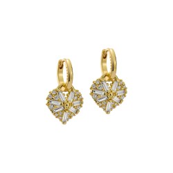 CHERISE: Crystal Cluster Heart Huggie Drop Earrings TBJ3980-02-02