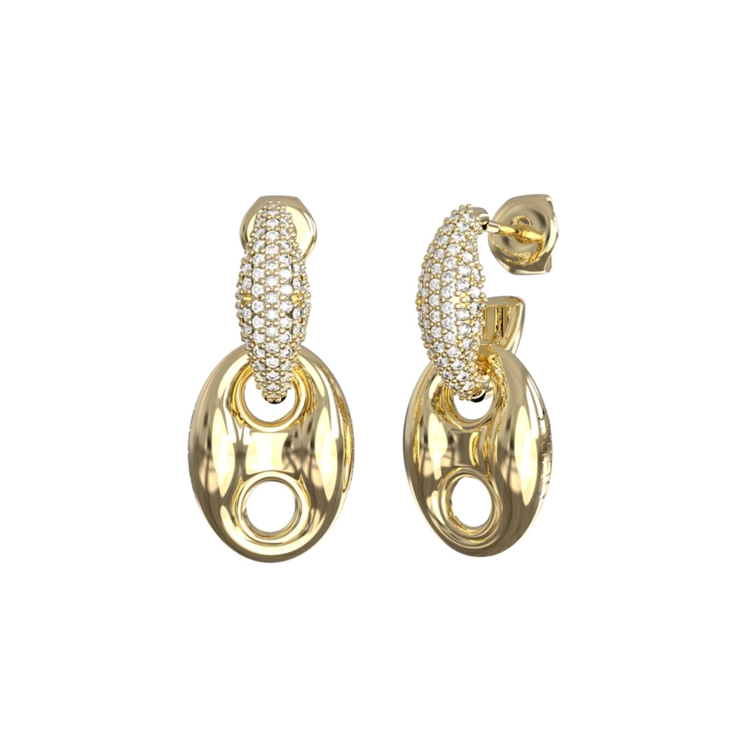 GUESS 25mm Marine Pave Link Earrings JUBE06221JWYGT/U by Guess Jewellery