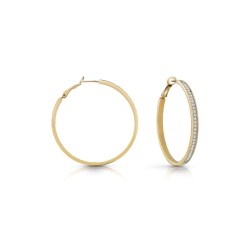 GUESS Clear Crystal Hoop Earring in Gold JUBE02247JWYGT/U