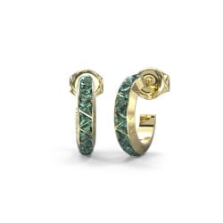 GUESS Gold-Tone Green Trinity Hoop Earrings JUBE04574JWYGEMT/U GUESS Gold-Tone Green Trinity Hoop Earrings JUBE04574JWYGEMT/U
