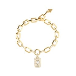 GUESS Ladies Gold-Tone Love Tag Charm Bracelet JUBB06348JWYGL GUESS Ladies Gold-Tone Love Tag Charm Bracelet JUBB06348JWYGL