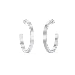 GUESS Ladies Silver-Tone 40mm Crystals Hoops JUBE06437JWRHT/U