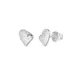 GUESS Ladies Silver-Tone 40mm Crystals Hoops JUBE06453JWRHT/U