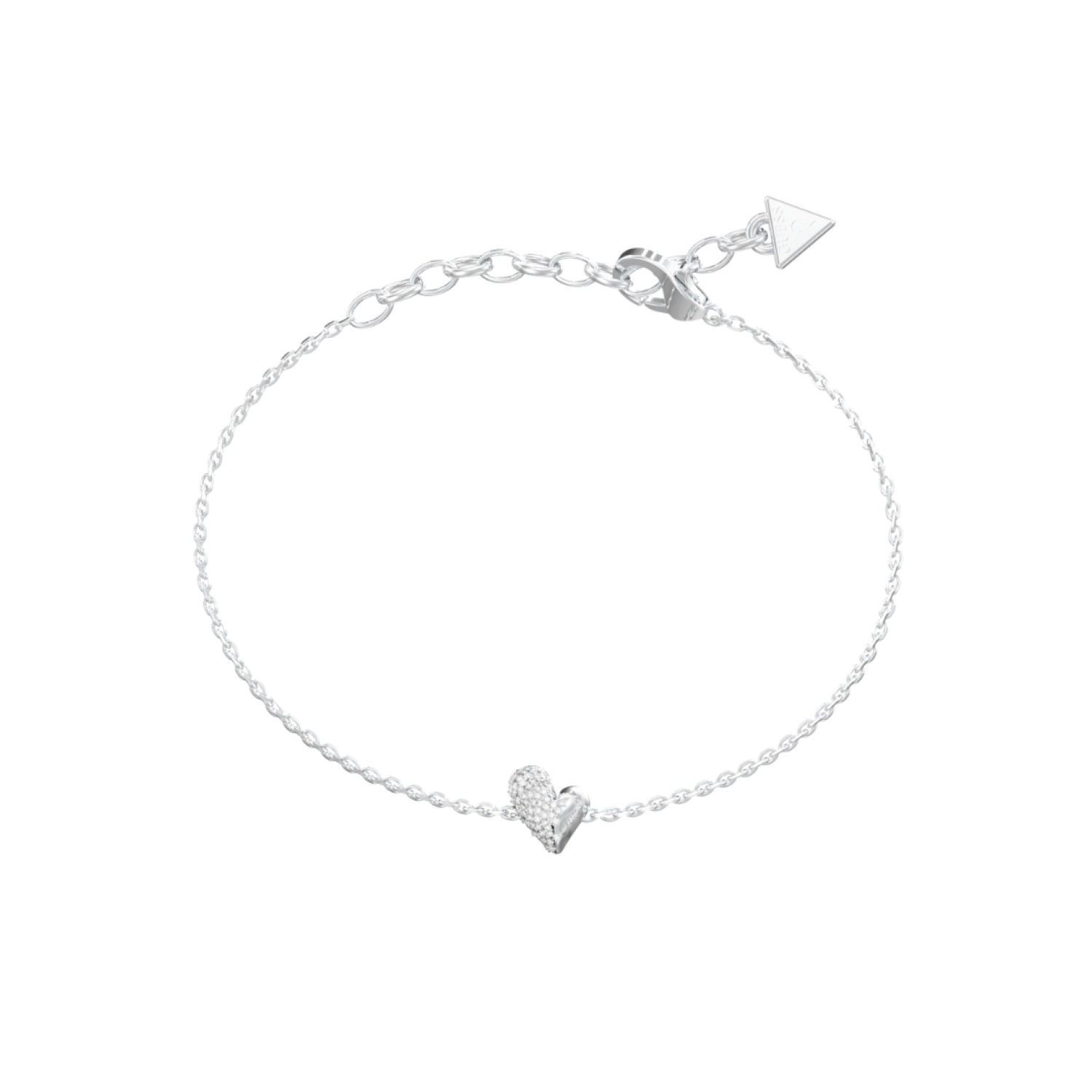 GUESS Ladies Silver-Tone 9mm Fluid Heart Pave Bracelet JUBB06449JWRHL GUESS Ladies Silver-Tone 9mm Fluid Heart Pave Bracelet JUBB06449JWRHL by Guess Jewellery