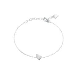 GUESS Ladies Silver-Tone 9mm Fluid Heart Pave Bracelet JUBB06449JWRHL
