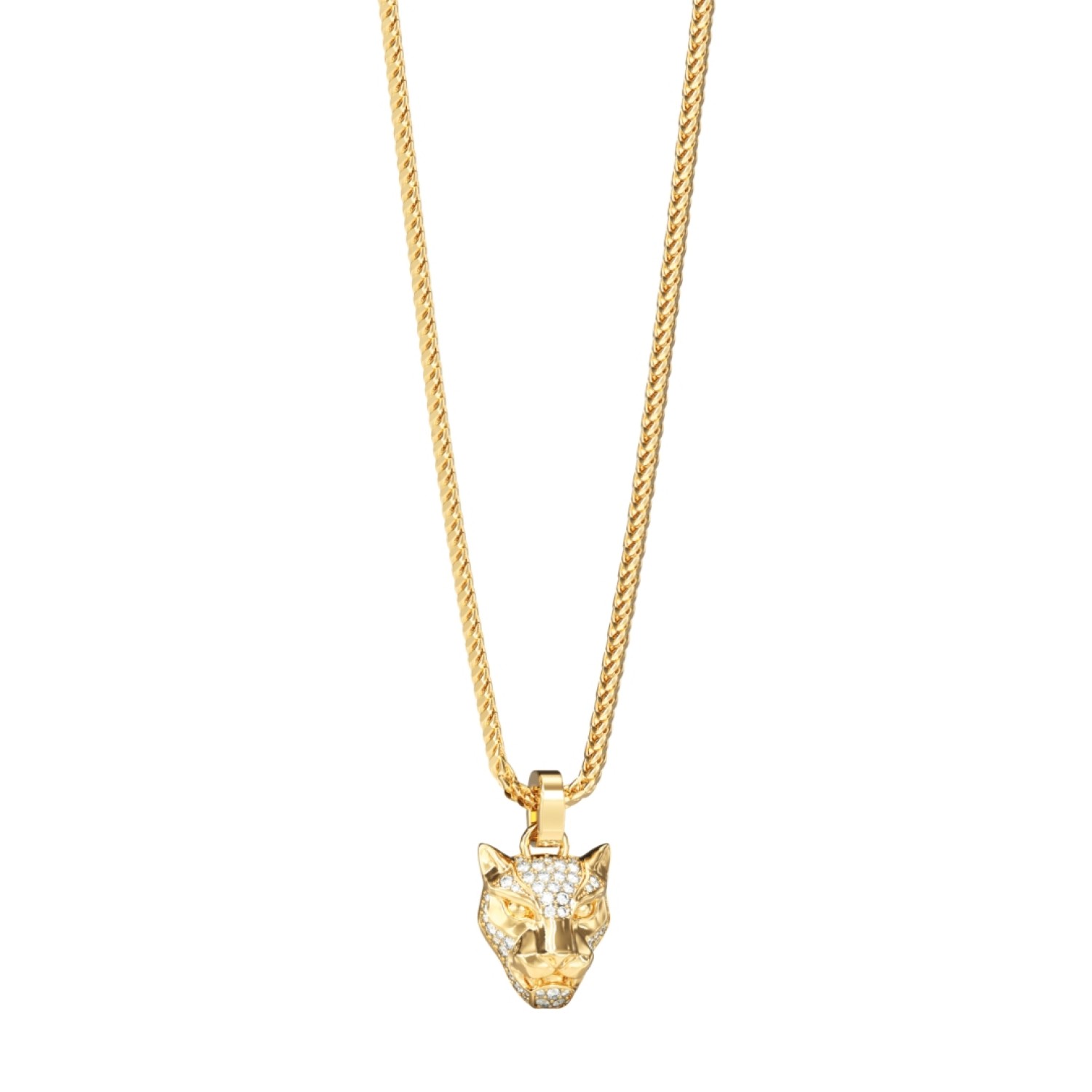 GUESS Mens Gold-Tone Panther Pave Necklace JUMN06082JWYGT/U GUESS Mens Gold-Tone Panther Pave Necklace JUMN06082JWYGT/U by Guess Jewellery