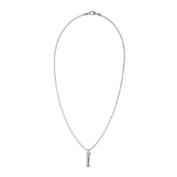 GUESS Silver-Tone Matte Crystal Tag Necklace JUMN06042JWRHT/U GUESS Silver-Tone Matte Crystal Tag Necklace JUMN06042JWRHT/U