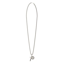 GUESS Silver-Tone Rebel Knight Necklace JUMN05075JWSTT/U GUESS Silver-Tone Rebel Knight Necklace JUMN05075JWSTT/U
