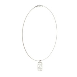 GUESS Silver-Tone Script Onyx Pendant Necklace JUMN04404JWSTT/U GUESS Silver-Tone Script Onyx Pendant Necklace JUMN04404JWSTT/U