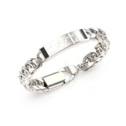 GUESS Silver-Tone Script Onyx Signet Bracelet JUMB04401JWSTL GUESS Silver-Tone Script Onyx Signet Bracelet JUMB04401JWSTL