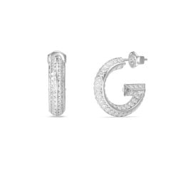 Silver-Tone G Crystal Hoop Earrings JUBE05444JWRHT/U