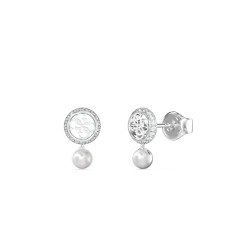 Silver-Tone Tiny Pearly Stud Earrings JUBE05517JWRHT/U