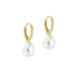 PERIAA: Pearl Huggie Earrings TBJ3121-02-28