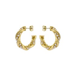 TIYAA: Twisted Pearl Hoop Earrings TBJ3953-02-28 