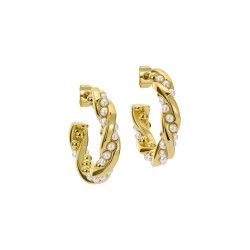 TIYAA: Twisted Pearl Hoop Earrings TBJ3953-02-28 