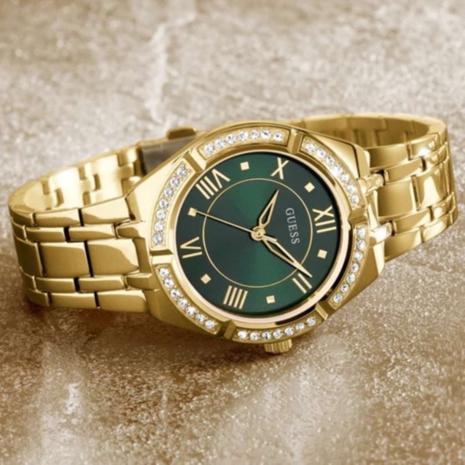 Christies Jewellery - GW0033L8 Guess Gold Tone Green Dial Watch Auckland NZ GW0033L8 Guess Gold Tone Green Dial Watch GW0033L8