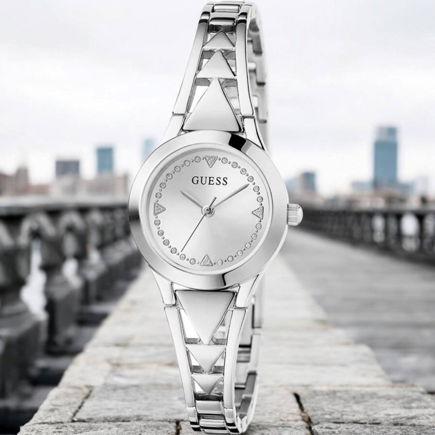 Christies Jewellery - GW0609L1 Guess Tessa Silver Watch Auckland NZ GW0609L1 Guess Tessa Silver Watch with White Dial