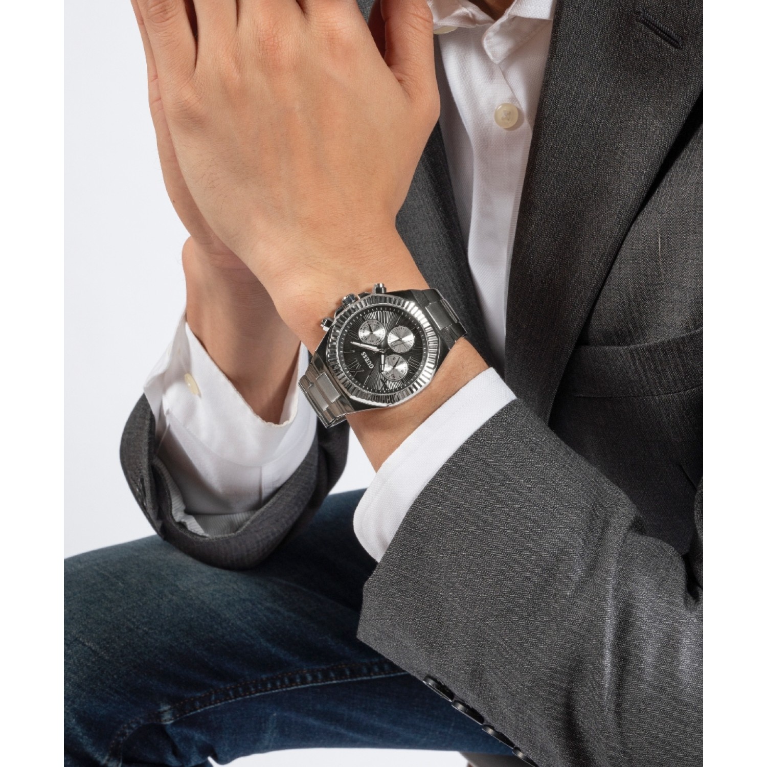 GW0703G1 Mens Silver Tone Multi-function Watch by Guess