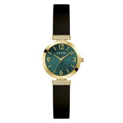 GW0912L4 GUESS Ladies Black Gold Tone Analogue Watch