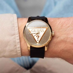 GW0916G GUESS Men's Black Gold Tone Analogue Watch