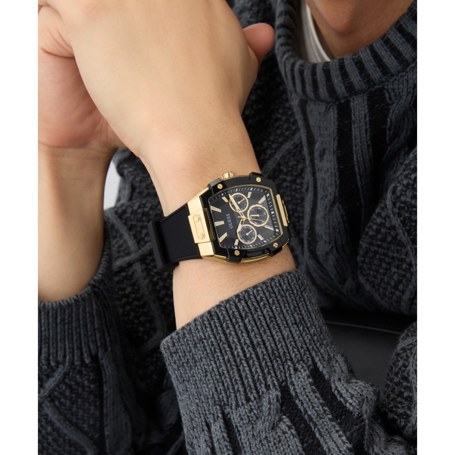 GW0956G2 Mens Black Gold Tone Multi-function Watch –Guess Watches GW0956G2 Mens Black Gold Tone Multi-function Watch by Guess