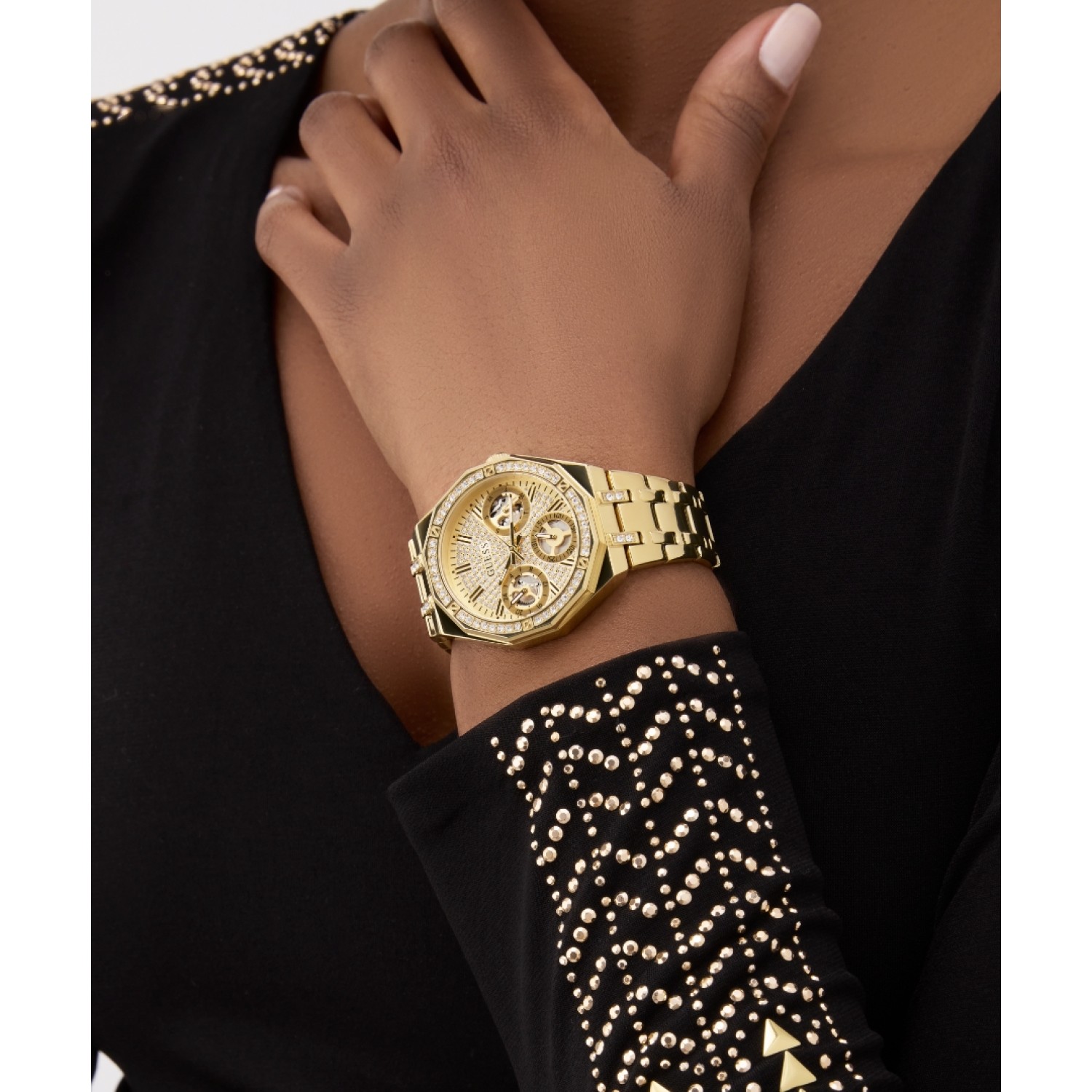 GW0988L2 Ladies Gold Tone Analogue Watch by Guess Watches