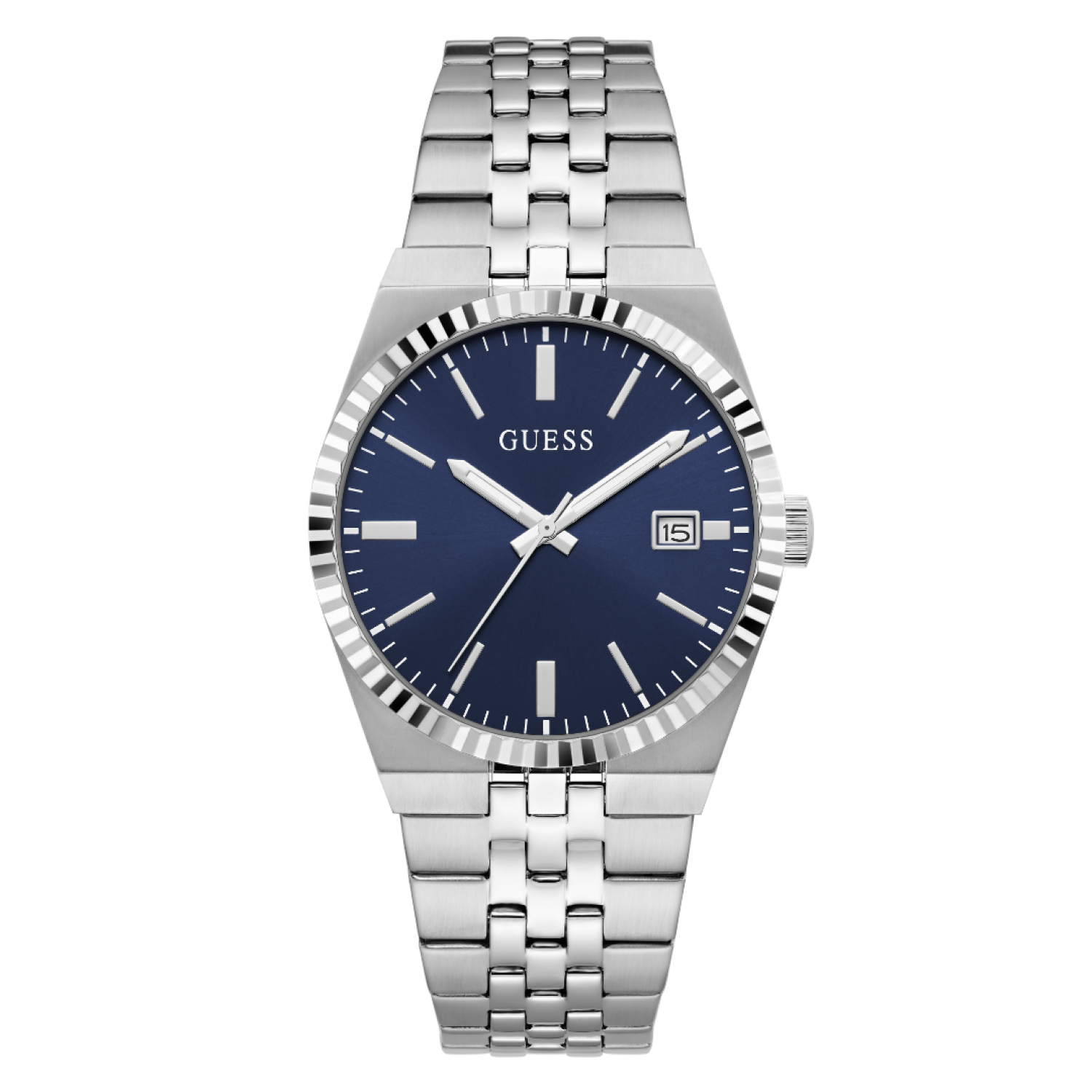 GW1153G1 GUESS Mens Silver-Tone Analogue Watch – GUESS Watches NZ | Buy Online & In-Store | Christies Jewellery GW1153G1 GUESS Mens Silver-Tone Analogue Watch by Guess