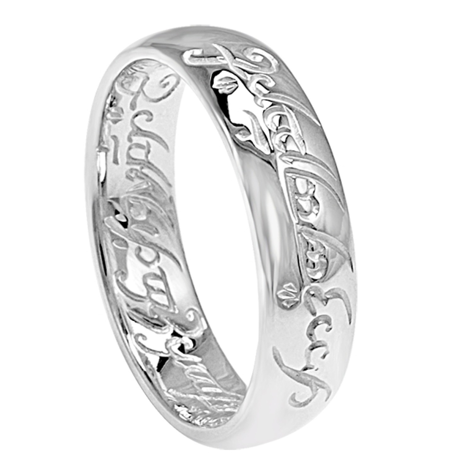 LoTR One Ring Heavy Engraving Sterling Silver. One ring to rule them all,One ring to find them,One ring to bring them all and in the darkness bind them. Heavy Engraving with Elvish Runes. The Official Lord of the Rings One Ring handcrafted here in Middle 