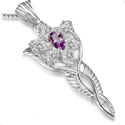 Lord of the Rings Silver Amethyst Evenstar Necklace