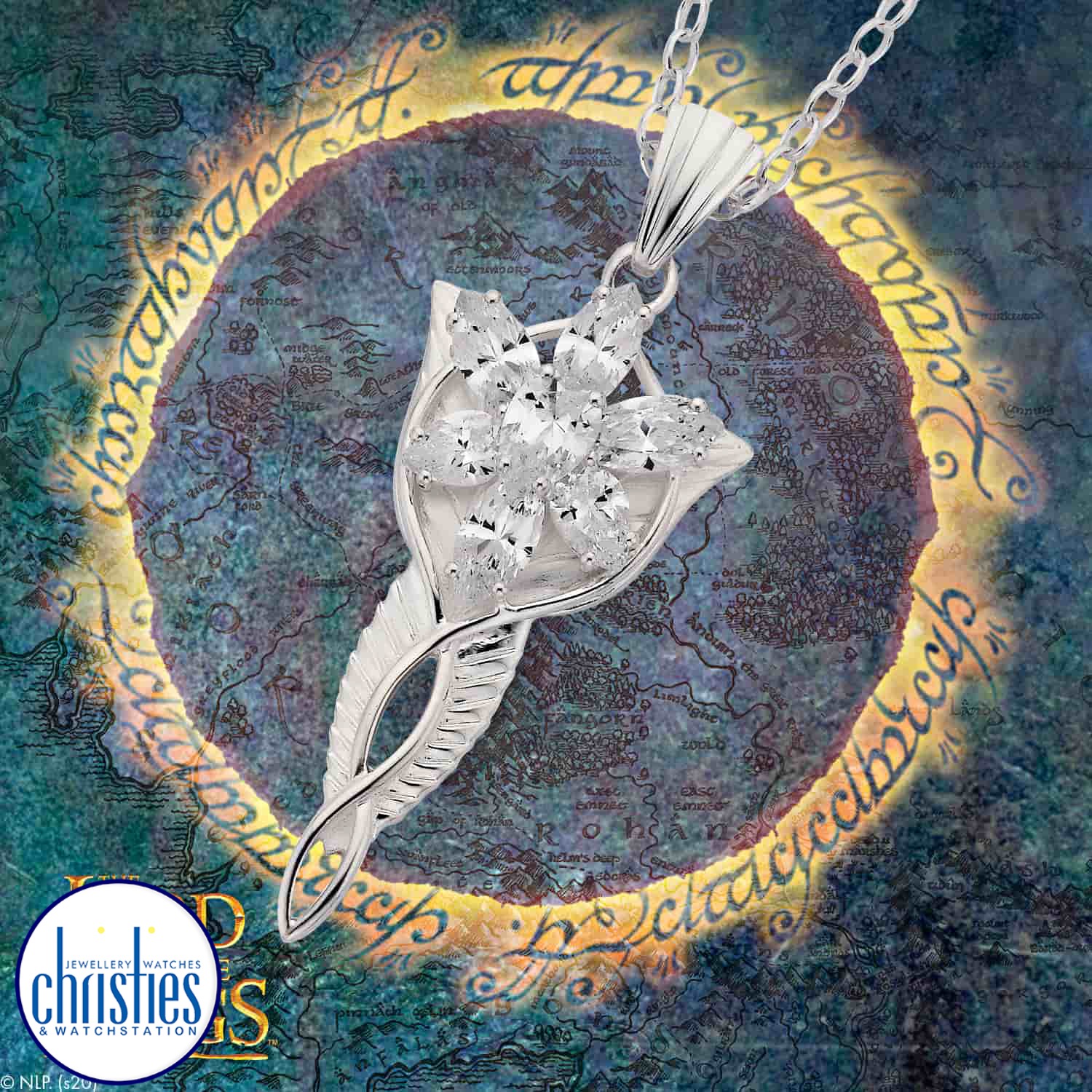 LoTR Official Evenstar - Lord Of The Rings Inspired Arwen Evenstar Pendant Lord of The Rings Official Arwens Evenstar Sterling Silver. The Evenstar ...and she took a white gem like a star that lay upon her breast hanging upon a silver chain... The Arwen Evenstar pendant was given to Aragorn by Arwen to show her eternal love... T