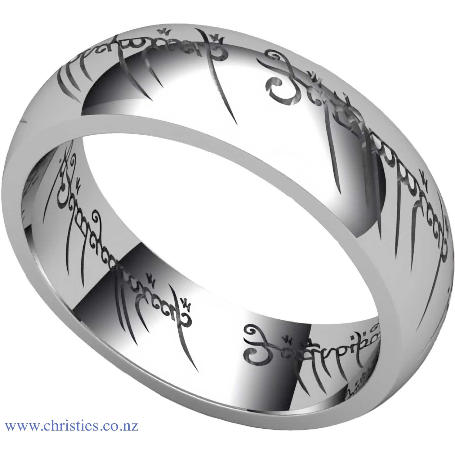 Lord of The Rings One Ring Fine Engraving Silver. One ring to rule them all,One ring to find them,One ring to bring them all and in the darkness bind them. Lightly Engraved with Elvish Runes. The Official Lord of the Rings One Ring handcrafted here in Mid