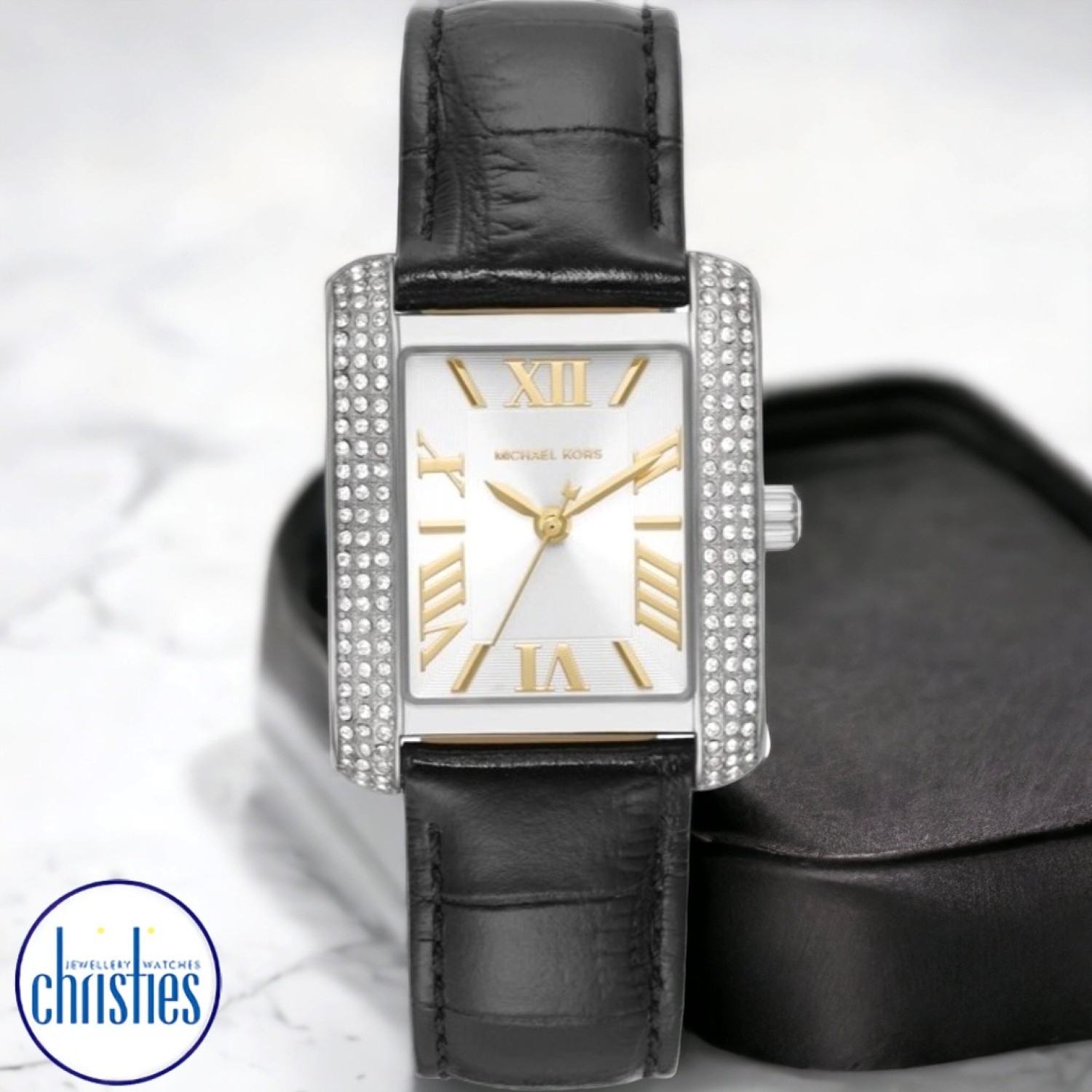 Christies Jewellery - MK4696 Michael Kors Emery Three-Hand Black Leather Watch Watches Auckland NZ MK4696 Michael Kors Emery Three-Hand Black Leather Watch MK4696 Watches Auckland