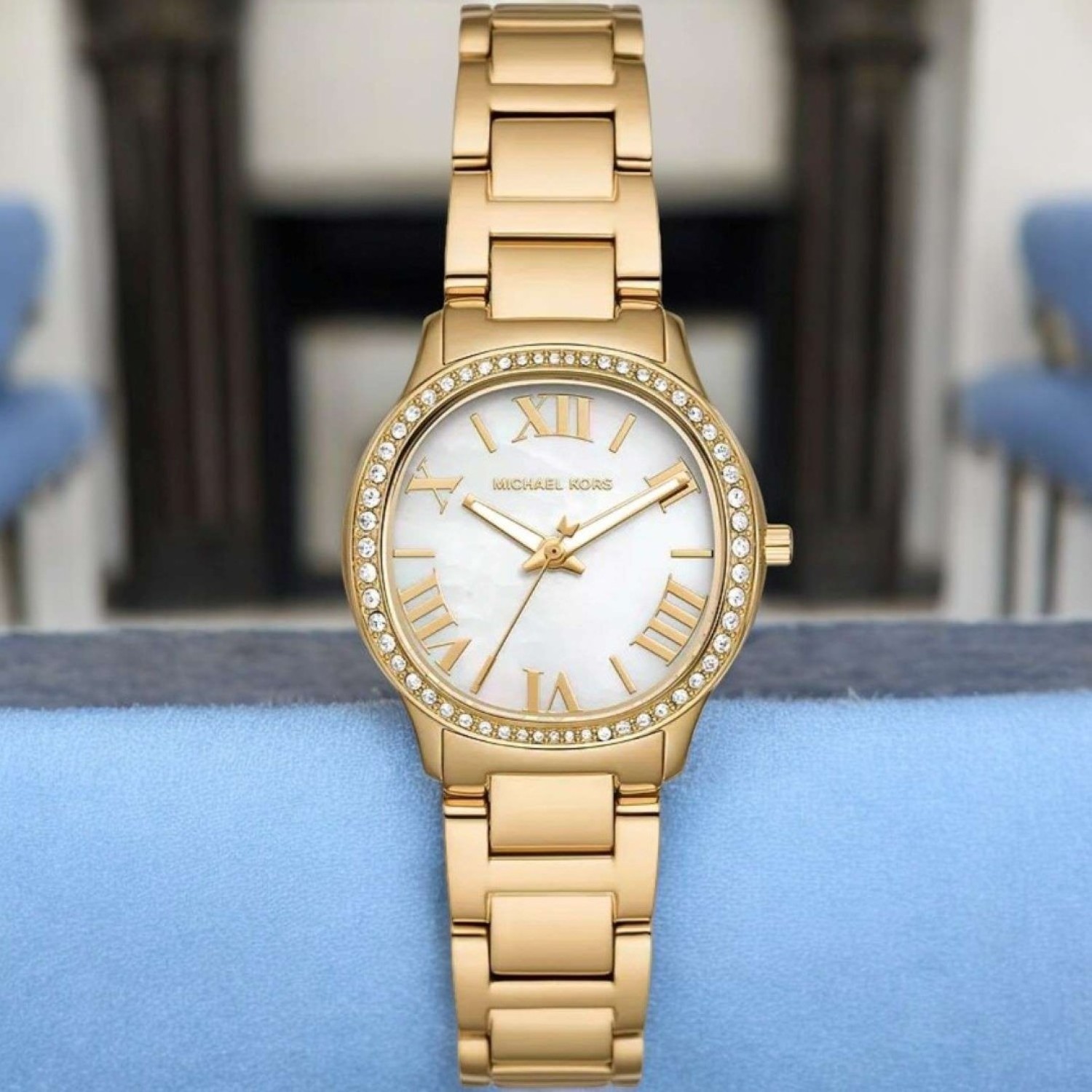 Christies Jewellery - MK4822 Michael Kors Sage Gold Tone Watch Auckland NZ MK4822 Michael Kors Sage Gold Tone Watch with White Mother of Pearl Dial