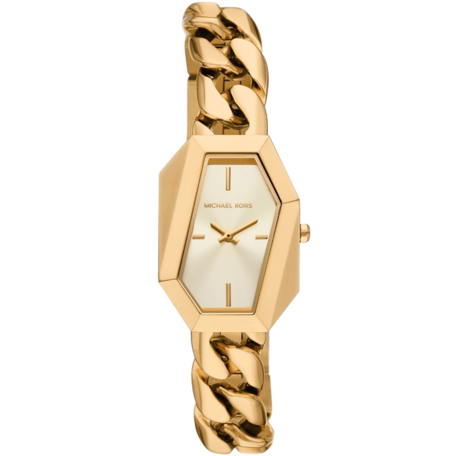 MK4878 Michael Kors Suri Gold Tone Analogue Watch – Michael Kors Auckland MK4878 Michael Kors Suri Gold Tone Analogue Watch by Michael Kors Auckland | Octogan Shape with chain bracelet