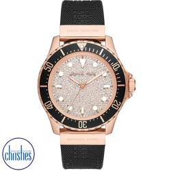 MK7358 Michael Kors  Women's Everest Three-Hand Black Silicone Strap Watch