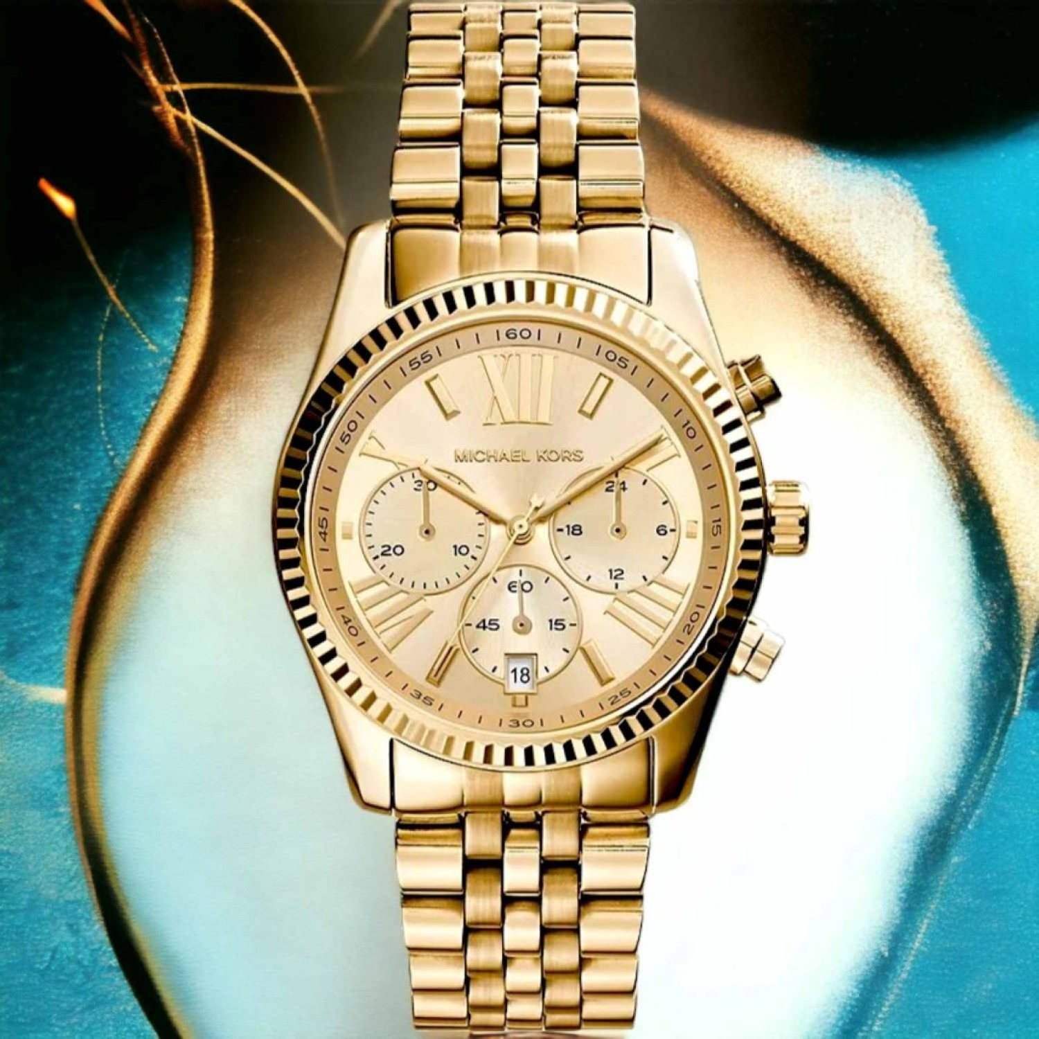 MK7378 Michael Kors Lexington Chronograph Gold-Tone Watch MK7378 Watches Auckland