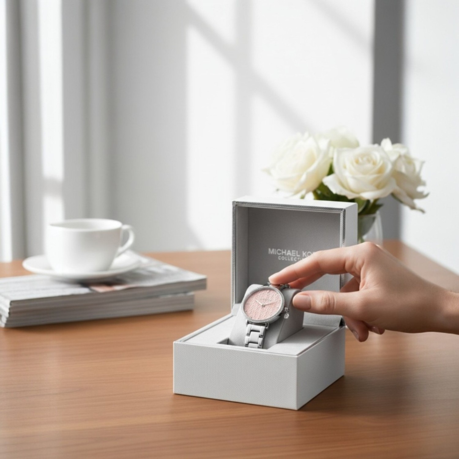 MK7617 Michael Kors Mini Pyper Pavé Silver-Tone Watch- Availble at Christies Jewellery And Watches MK7617 Michael Kors Mini Pyper Pavé Silver-Tone Watch by Michael Kors