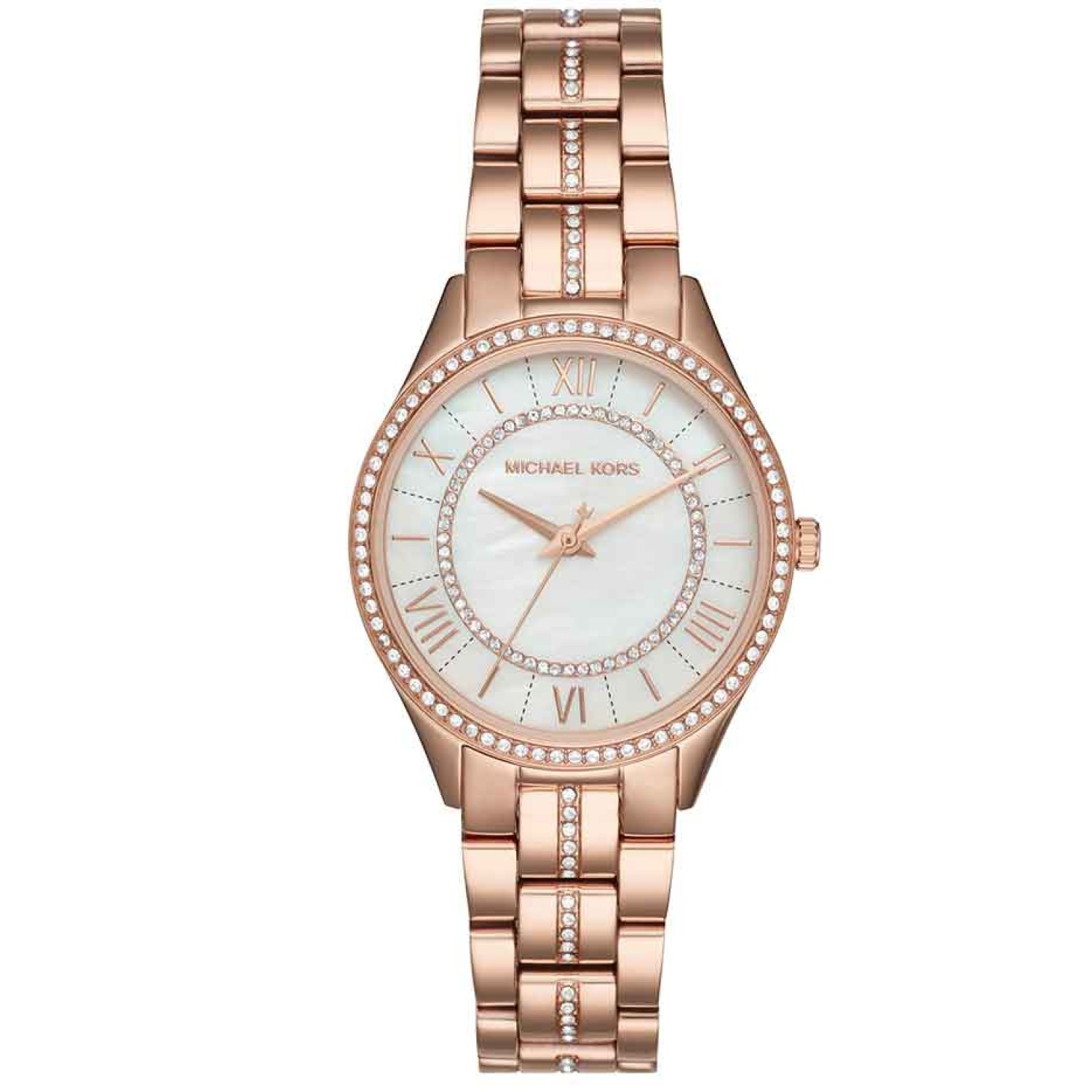 MK3716 Michael Kors Lauryn Rose Gold Tone Watch MK3716 - Michael Kors Watch nz MK3716 Michael Kors Lauryn Rose Gold Tone Watch. A sleek three-link-bracelet with glitz detailing down the center and sparkling crystal topring make the MK3716 rose gold-tone Michael Kors Lauryn this seasons most irresistible timepiece. The chic white di