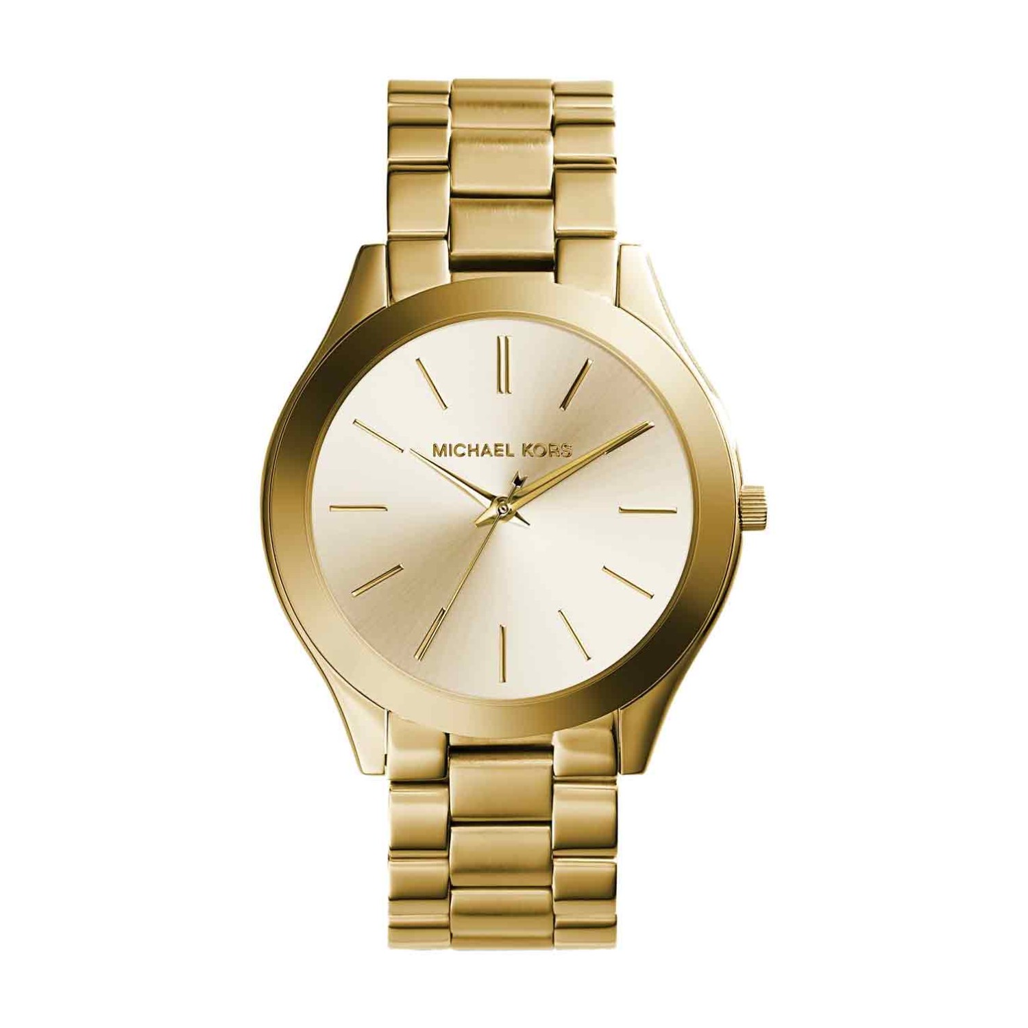 MK3179 Michael Kors Slim Runway Gold Tone Watch.   A perennial favorite, Michael Kors iconic Runway watch gets a slim update just in time for the holidays. We love how the sleek, understated dial reads modern, and in gold-tone stainless steel, easily adds