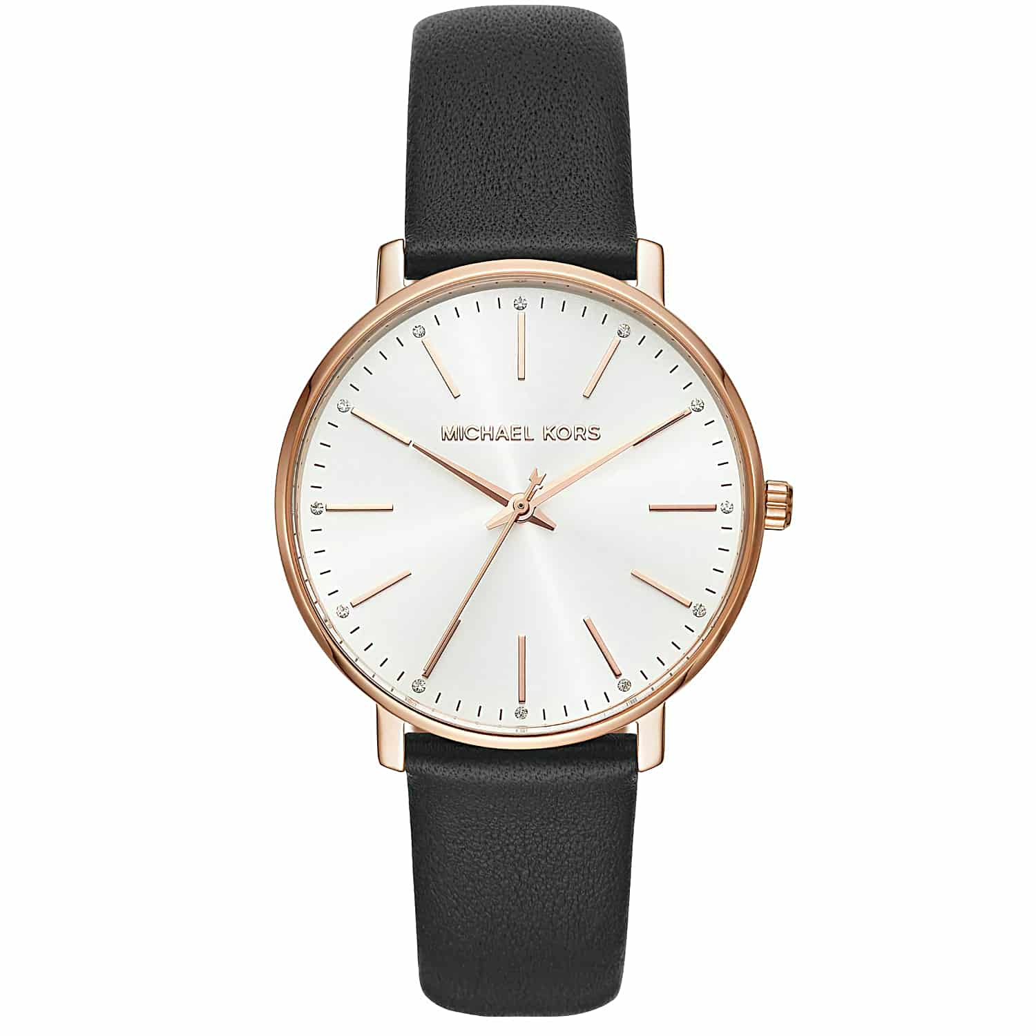 MK2834  Michael Kors Pyper 38mm Black Leather Watch.   Michael Kors  Pyper MK2834 features a stainless steel case, Leather strap and White Dial Humm -Buy Little things up to $1000 and choose 10 weekly or 5 fortnightly payments with no interes @christies.o