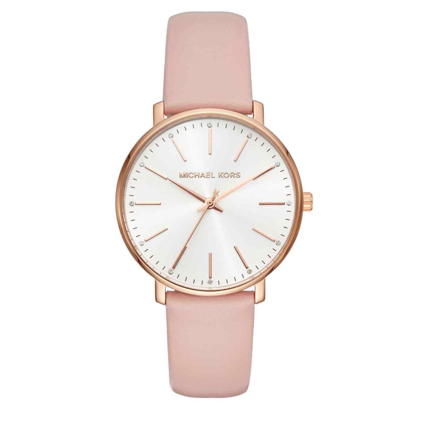 MK2741 Michael Kors Pyper Rose Gold Tone Leather Watch. Michael Kors Pyper watch is the definition of everyday elegance. Designed with a smooth leather strap, this rose gold-tone style features a minimalist watch face. Wear it solo or stack it with coordi