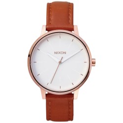 A108104500 NIXON Kensington Leather Rose Gold White Dial