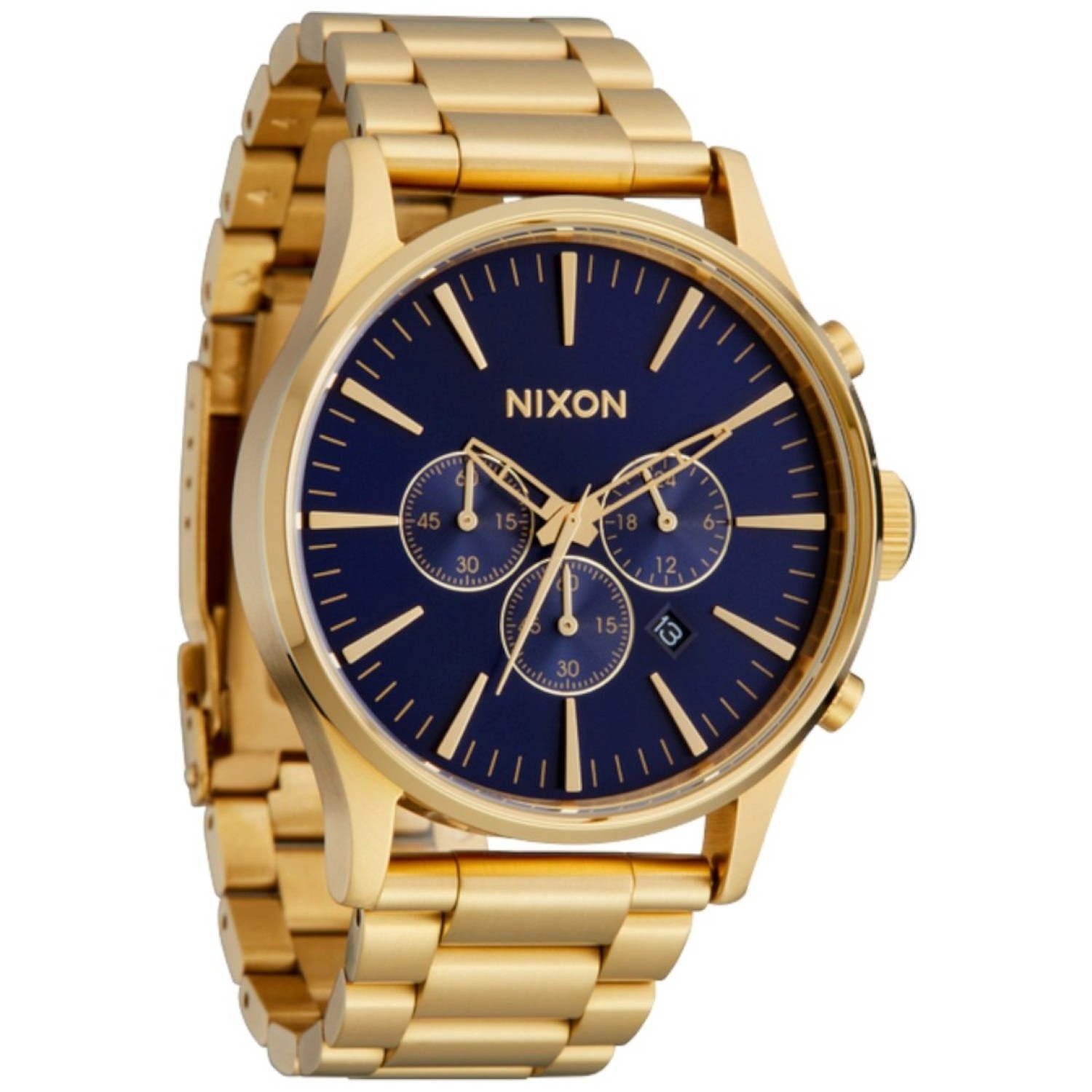 A386192200 Nixon Sentry Chrono – Gold Case with Blue Dial by NIXON Watches Auckland |Nixon watches are often chosen as gifts due to their stylish designs and functionality.